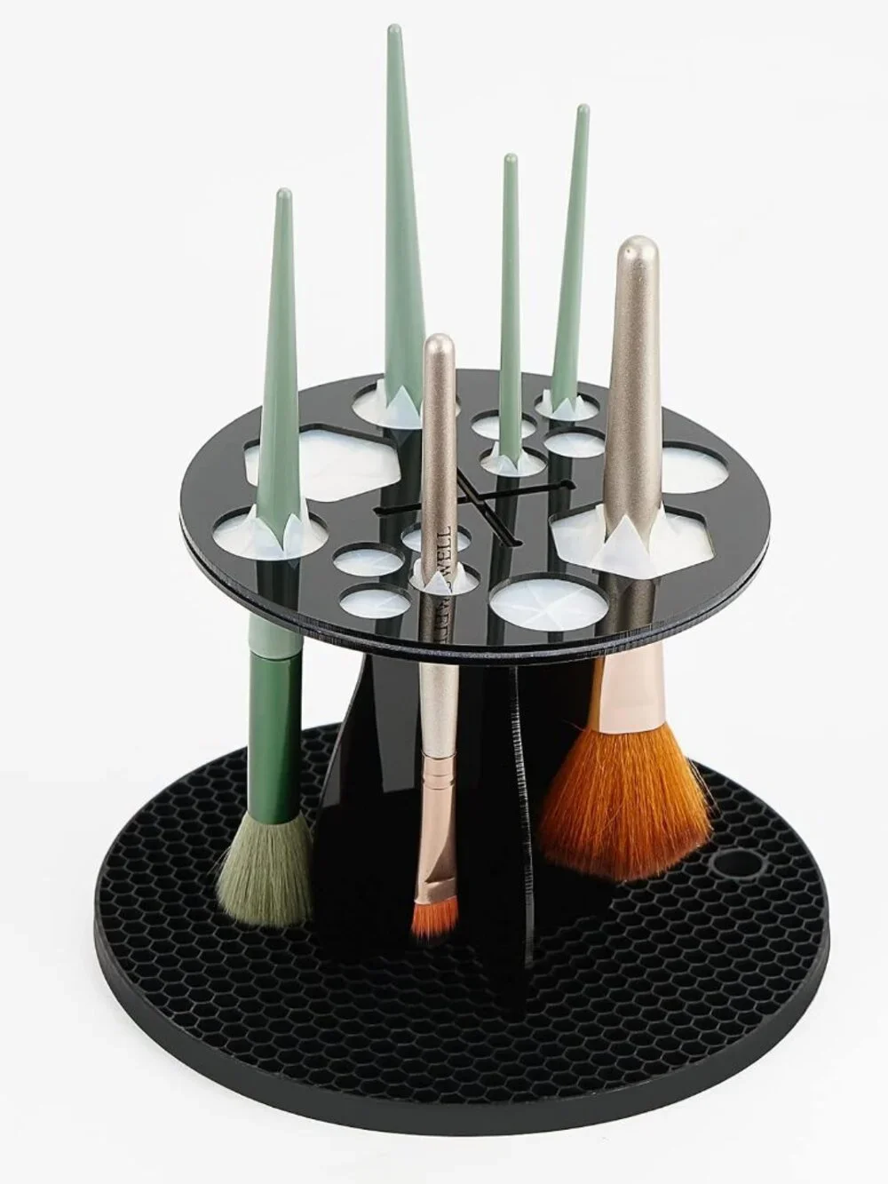 Makeup Brush Drying Rack with Mat – Detachable Acrylic Air Tree Tower Holder